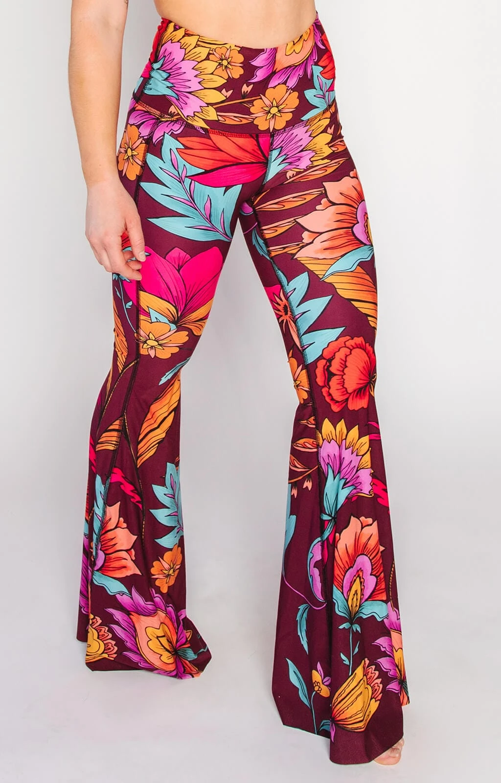 Indie Flow Printed Bell Bottoms in motion