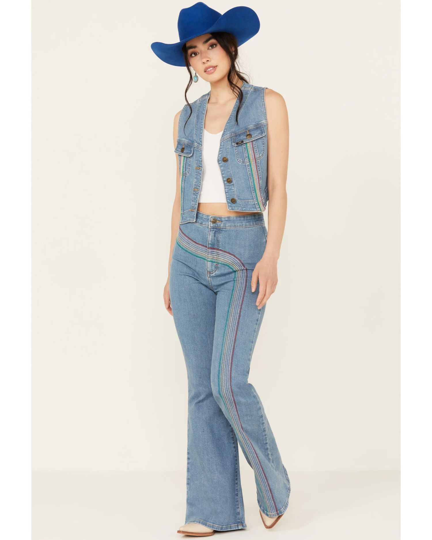 Lee Women's Light Wash High Rise Rainbow Super Flare Jeans