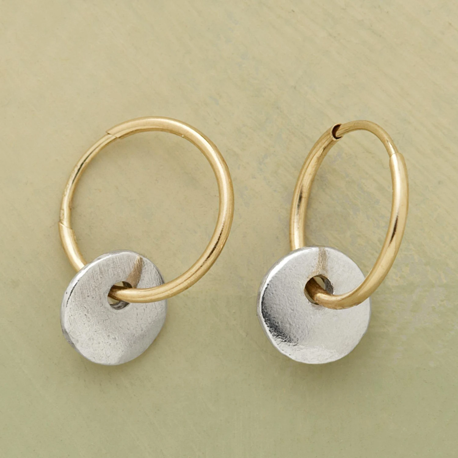 Moon and Sun Earrings - 14kt gold and sterling silver celestial jewelry