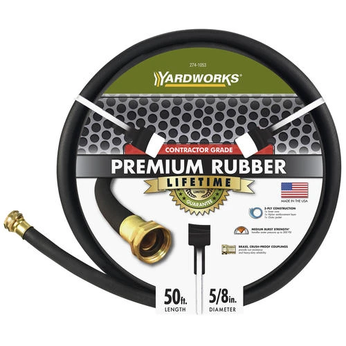 Yardworks rubber garden hose in use