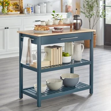 Simple Living Roberta Kitchen Island in Midnight Blue