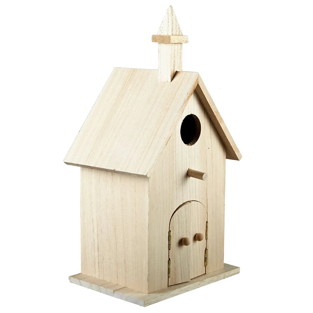 ArtMinds Church Birdhouse Unfinished Wood Craft