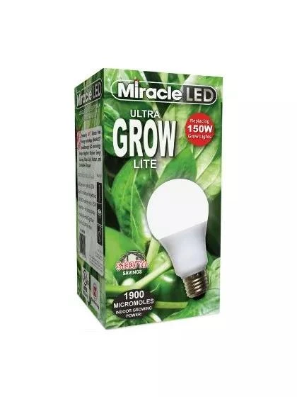 Miracle LED Ultra Grow Light Bulb illuminating healthy plants