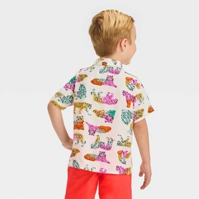 Toddler Boys' Rainbow Tiger Challis Shirt