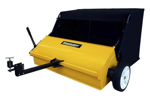 Yardworks 42 inch Lawn Sweeper in action