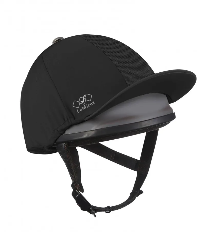 LeMieux Pro Mesh Hat Silk Black on equestrian rider