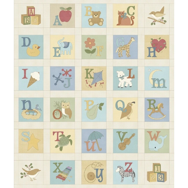 Tan Multi ABC Story Fabric Panel