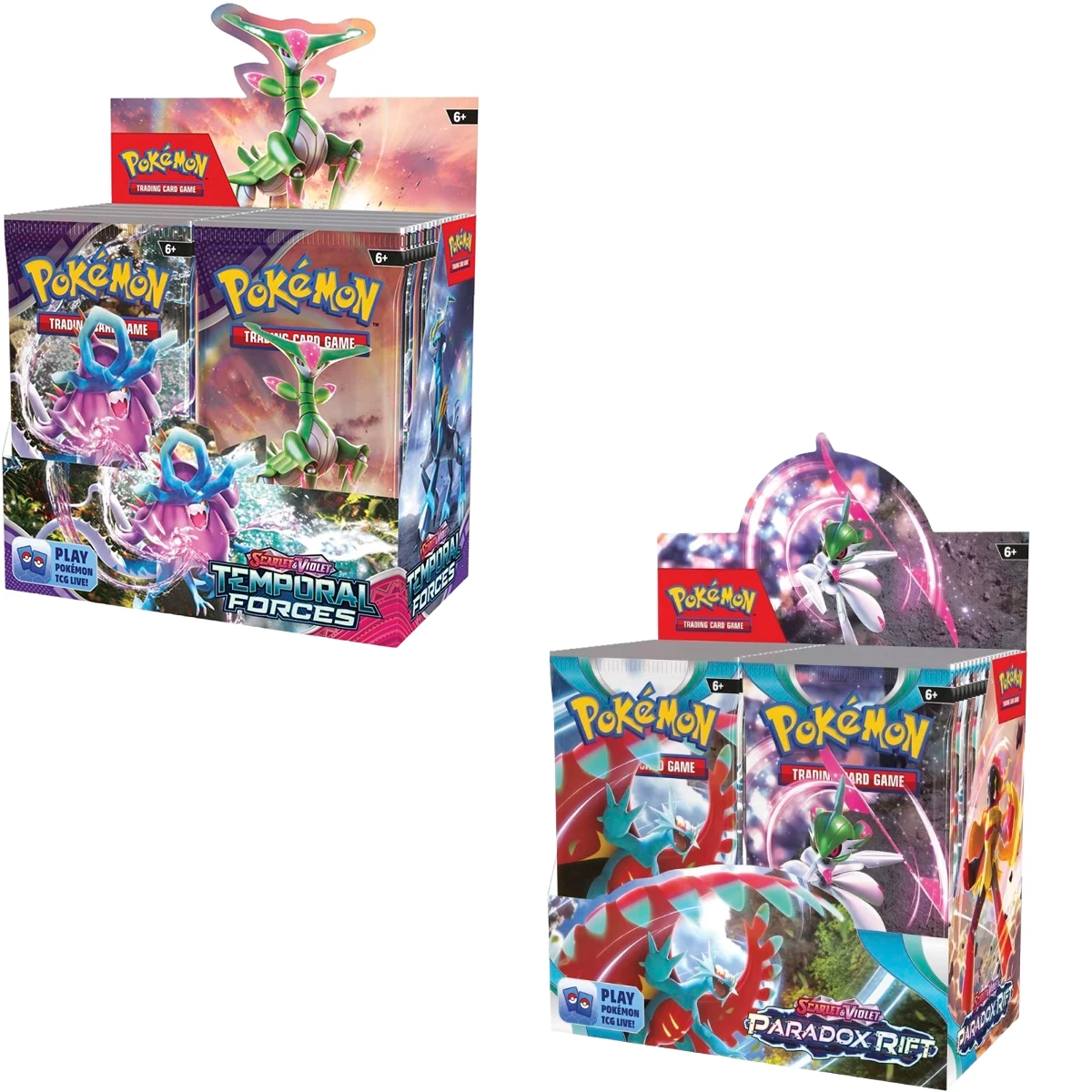 Pokémon TCG Temporal Forces and Paradox Rift Booster Display Combo