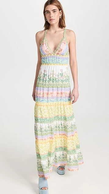 Alice + Olivia Karolina Paneled Halter Maxi Dress