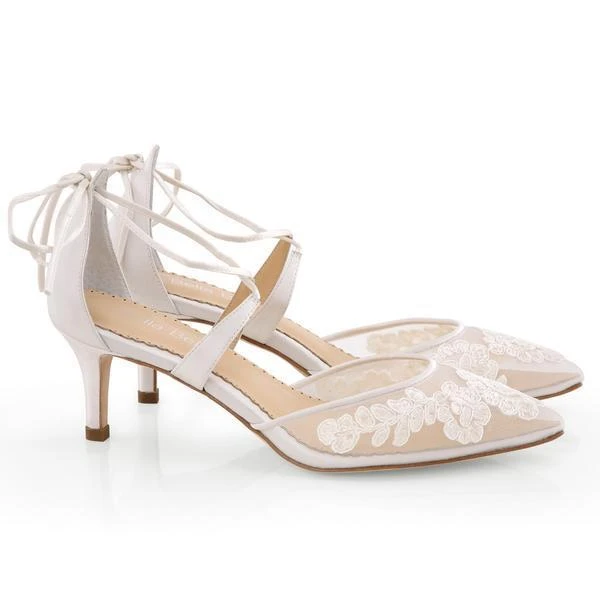 AMELIA ivory lace wedding kitten heels