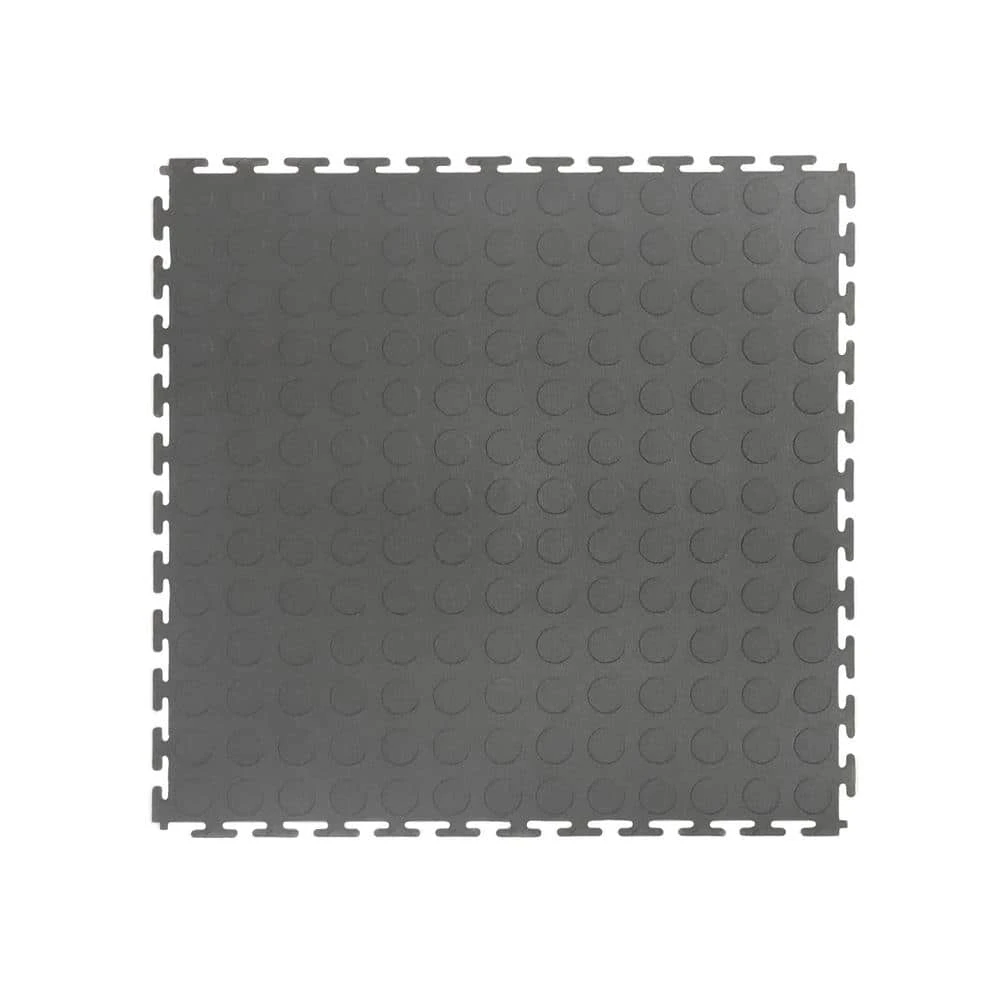 Gray Raised Coin Interlocking Floor Tiles