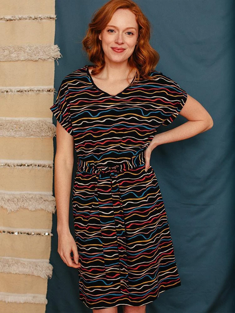 Mata Traders Montrose Wobbly Stripe Midi Dress