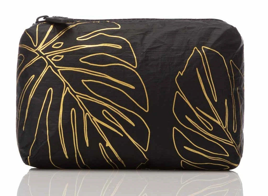 Gold on Black Aloha Mini Lānai Pouch