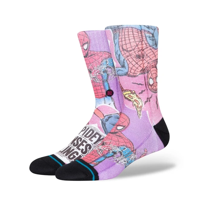 Stance Spidey Senses Marvel Crew Socks in Magenta