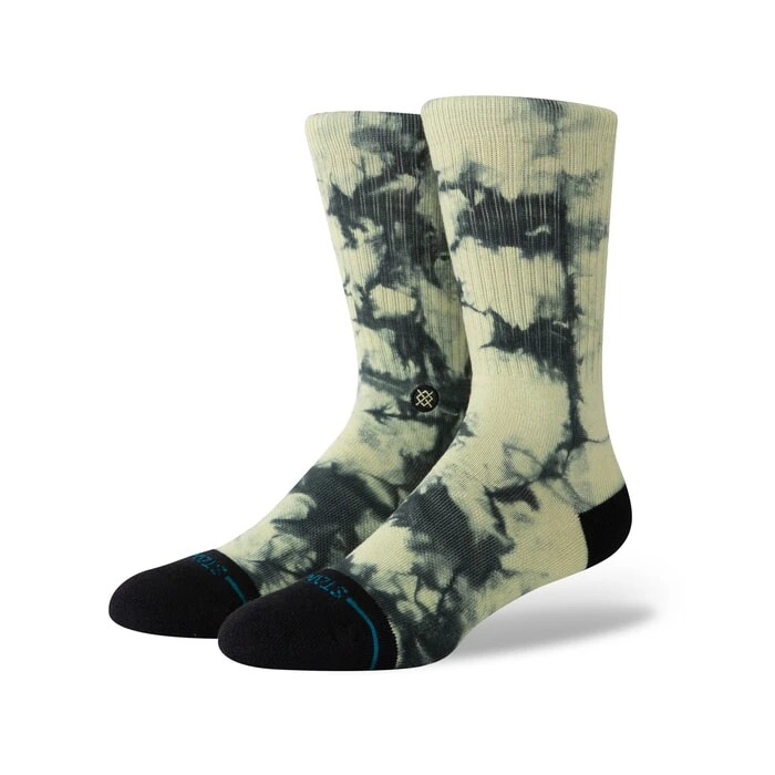 Stance Well Worn Crew Socks in Green Black