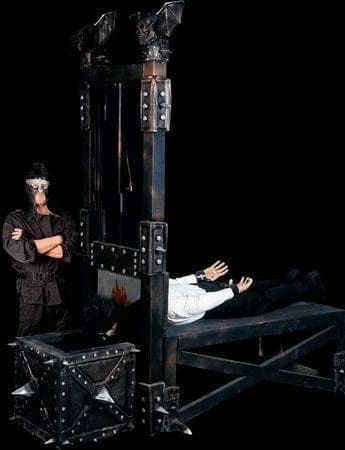 The Guillotine Halloween animatronic in action