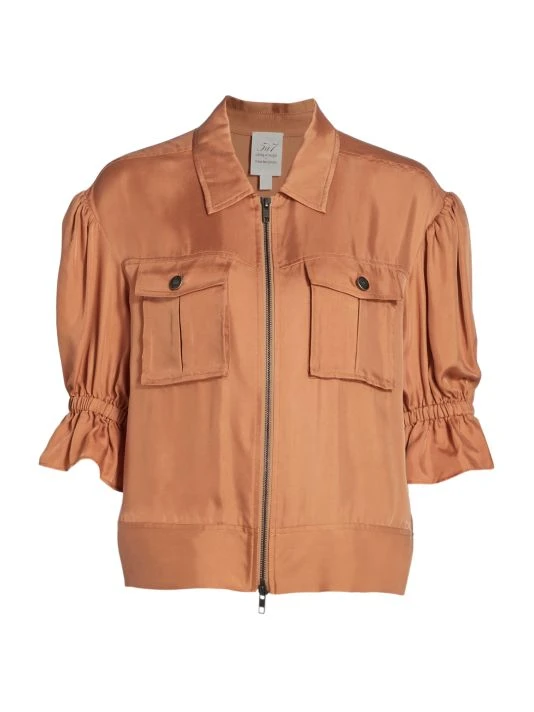 Cinq à Sept Holly Puff-Sleeve Utility Jacket Sahara