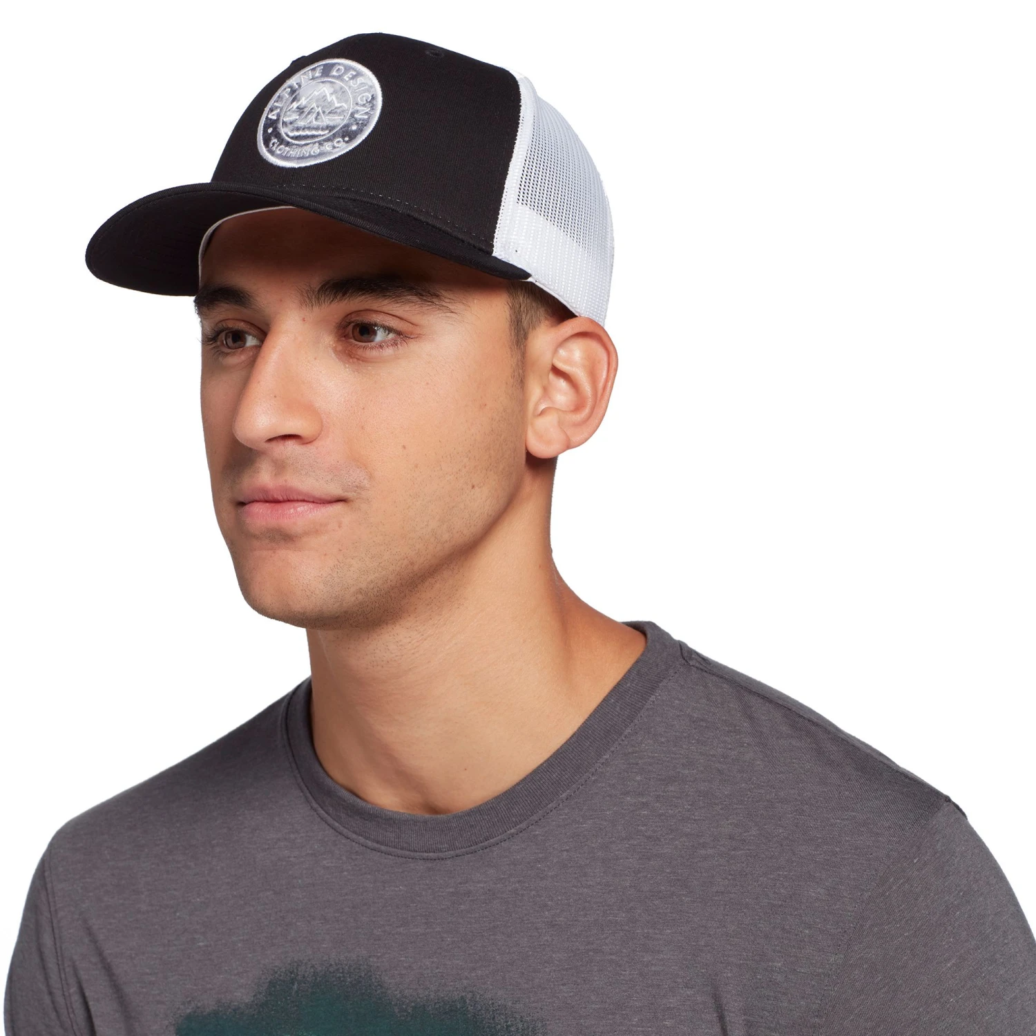 Alpine Design Men's Circle Patch Trucker Hat in olive green