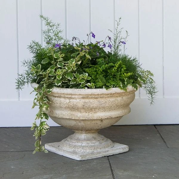 Milano Urn with flowering plants
