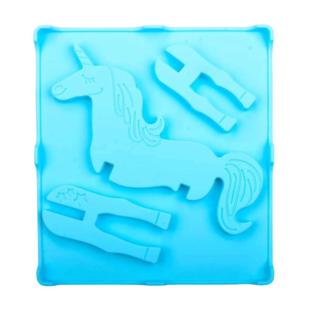 Unicorn silicone puzzle mold with candy pieces