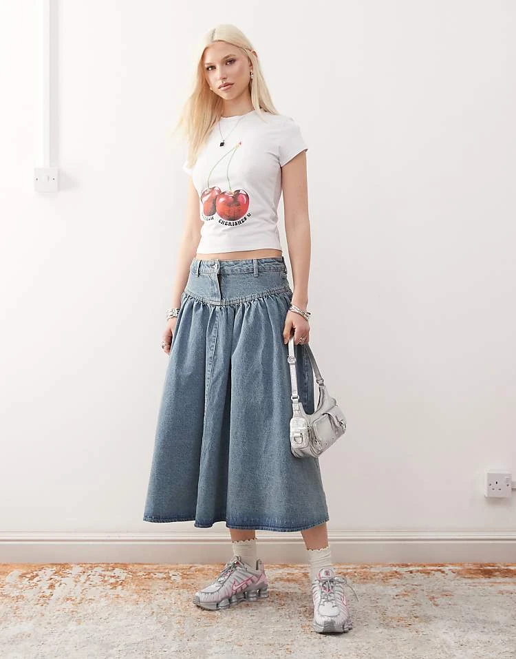 COLLUSION Denim Midi Skirt