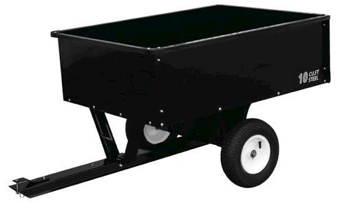 Yardworks Steel Dump Cart loaded with gardening materials