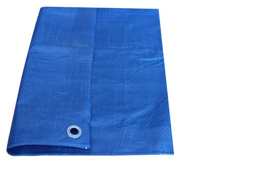 Yardworks Blue Tarp covering outdoor equipment