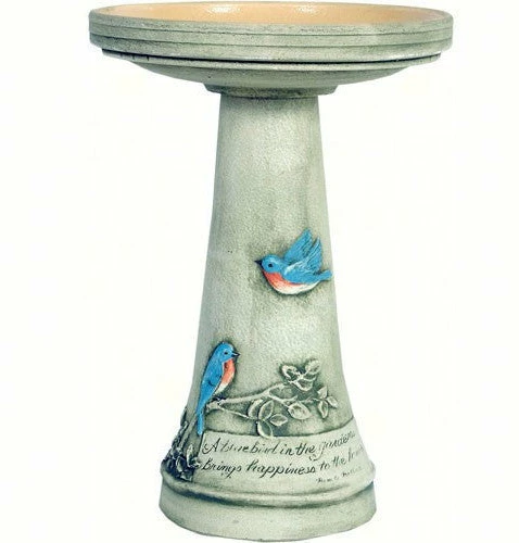 Burley Clay Bluebird Pedestal Birdbath