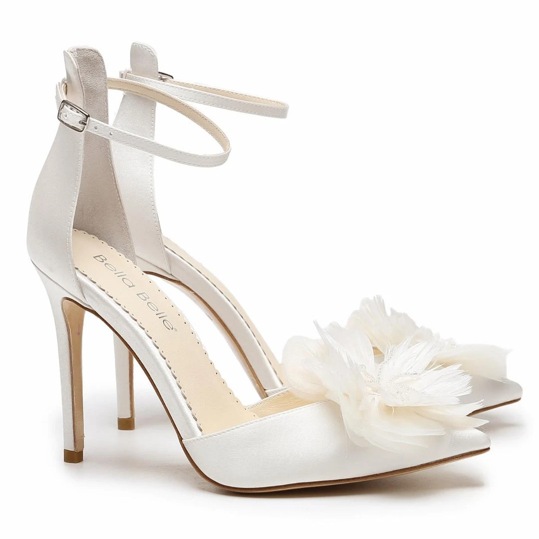 Harlow Ivory Flower Chiffon Wedding Shoes