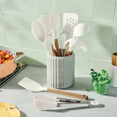 Figmint 10pc Wood/Nylon Kitchen Utensil Set