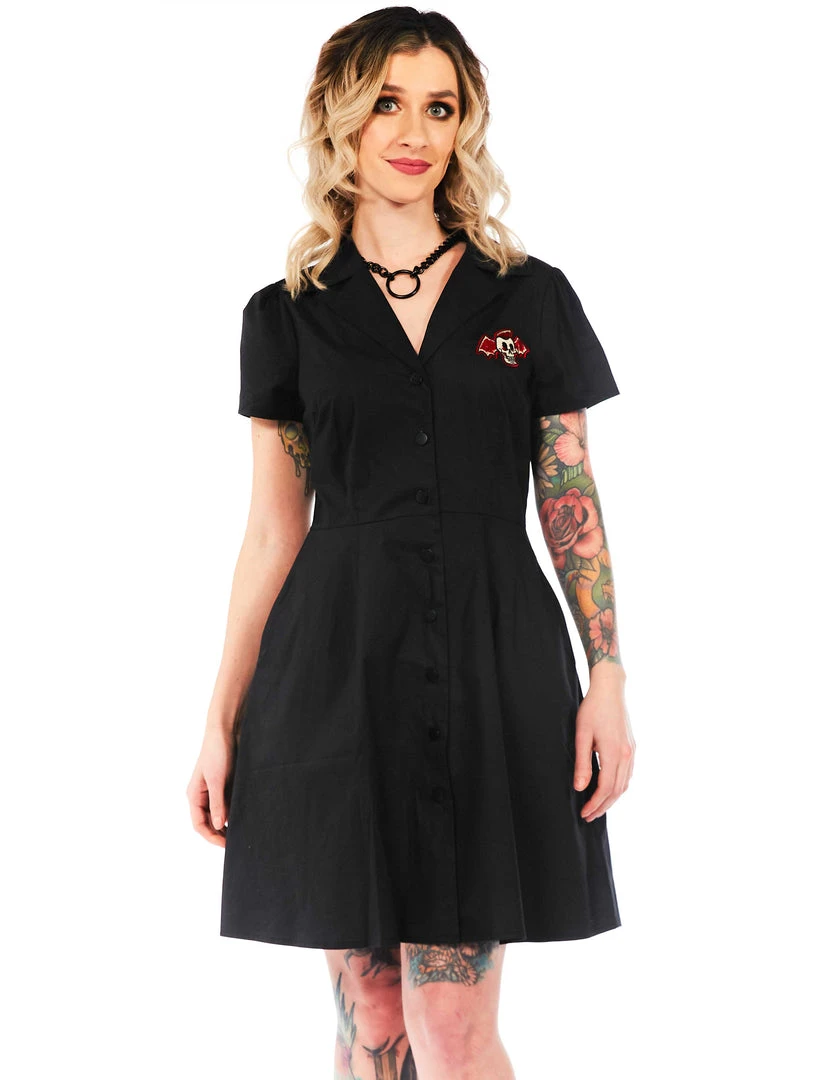 Winged Skull Button Down Dress