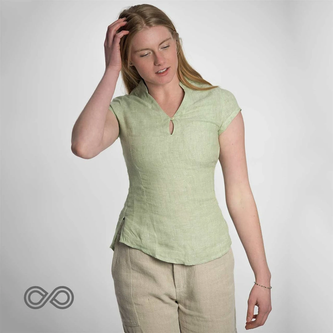 Organic Hemp Blouse in Sage Color