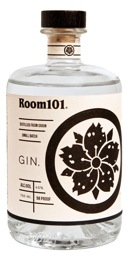 Room101 Gin bottle with citrus garnish