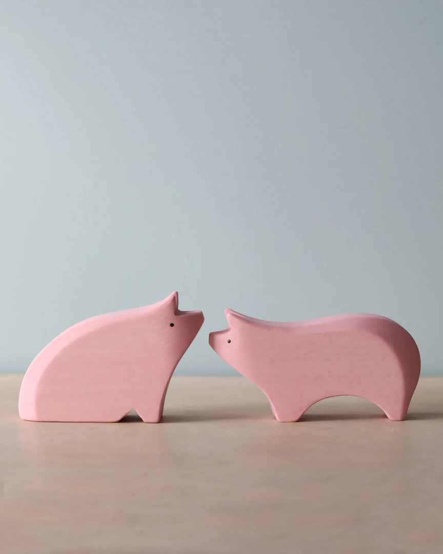 Handmade Wooden Pigs by Brin D'Ours