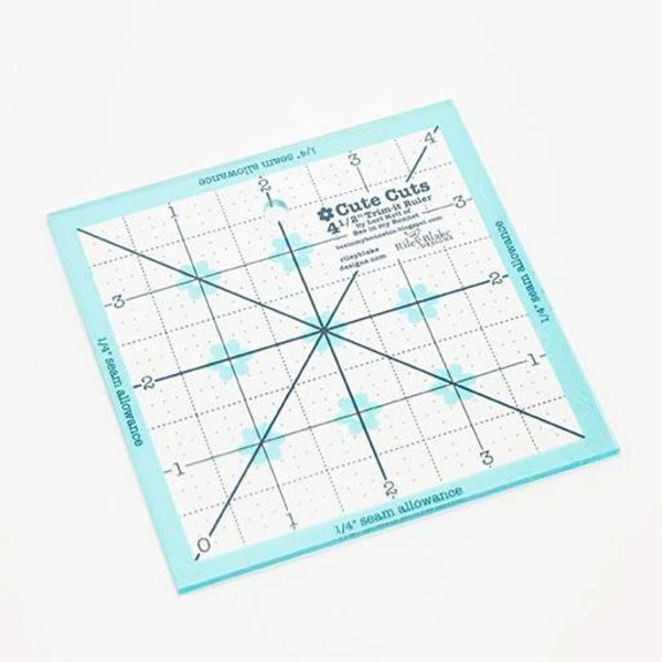 Lori Holt Trim-it Ruler with aqua and denim markings