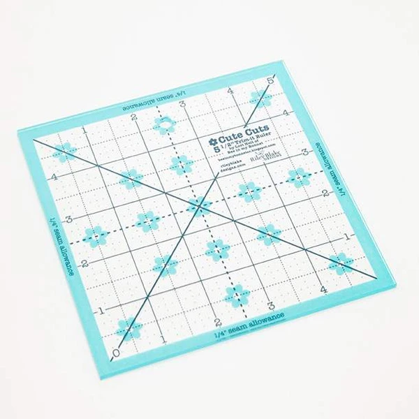 Lori Holt Trim-it Ruler with aqua and denim markings