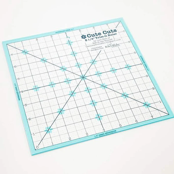 Lori Holt Trim-it Ruler with aqua and denim markings