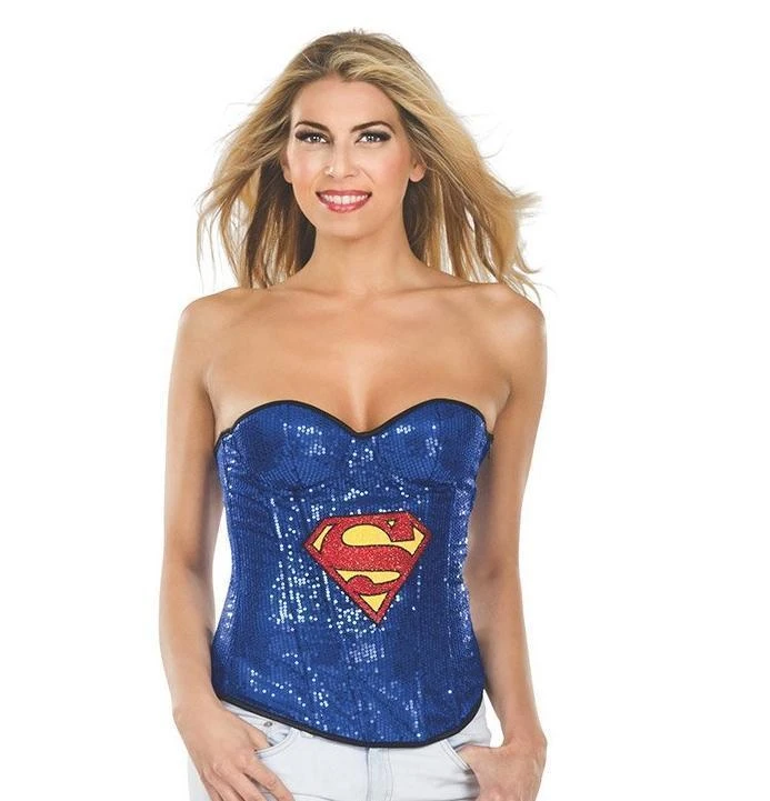 Supergirl Sequin Corset for Adults
