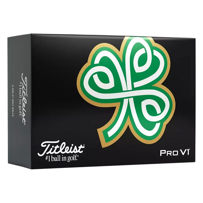 Titleist Pro V1 Shamrock Golf Balls with green shamrock design