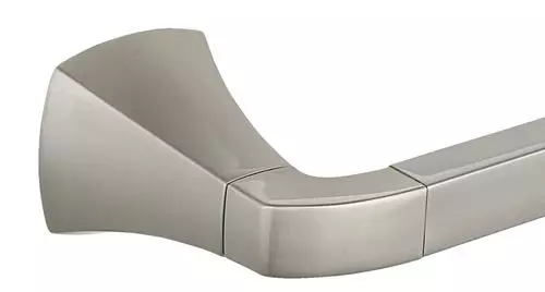 Tuscany Morey Brushed Nickel Toilet Paper Holder mounted on a modern bathroom wall