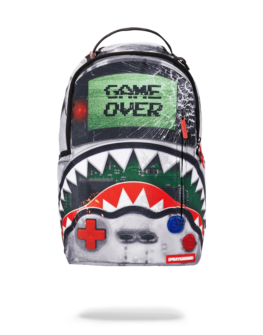 SPRAYGROUND Game Over Shark Backpack design features and compartments
