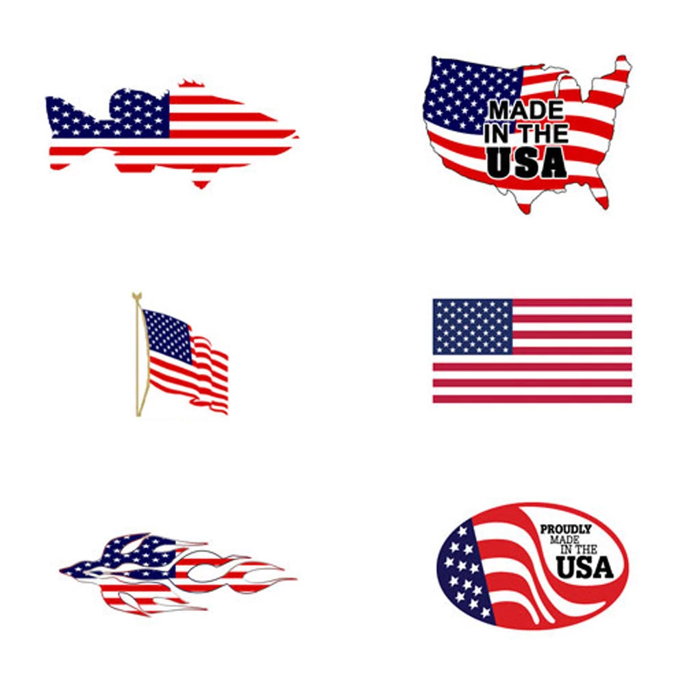 Custom rod decals with US flag designs