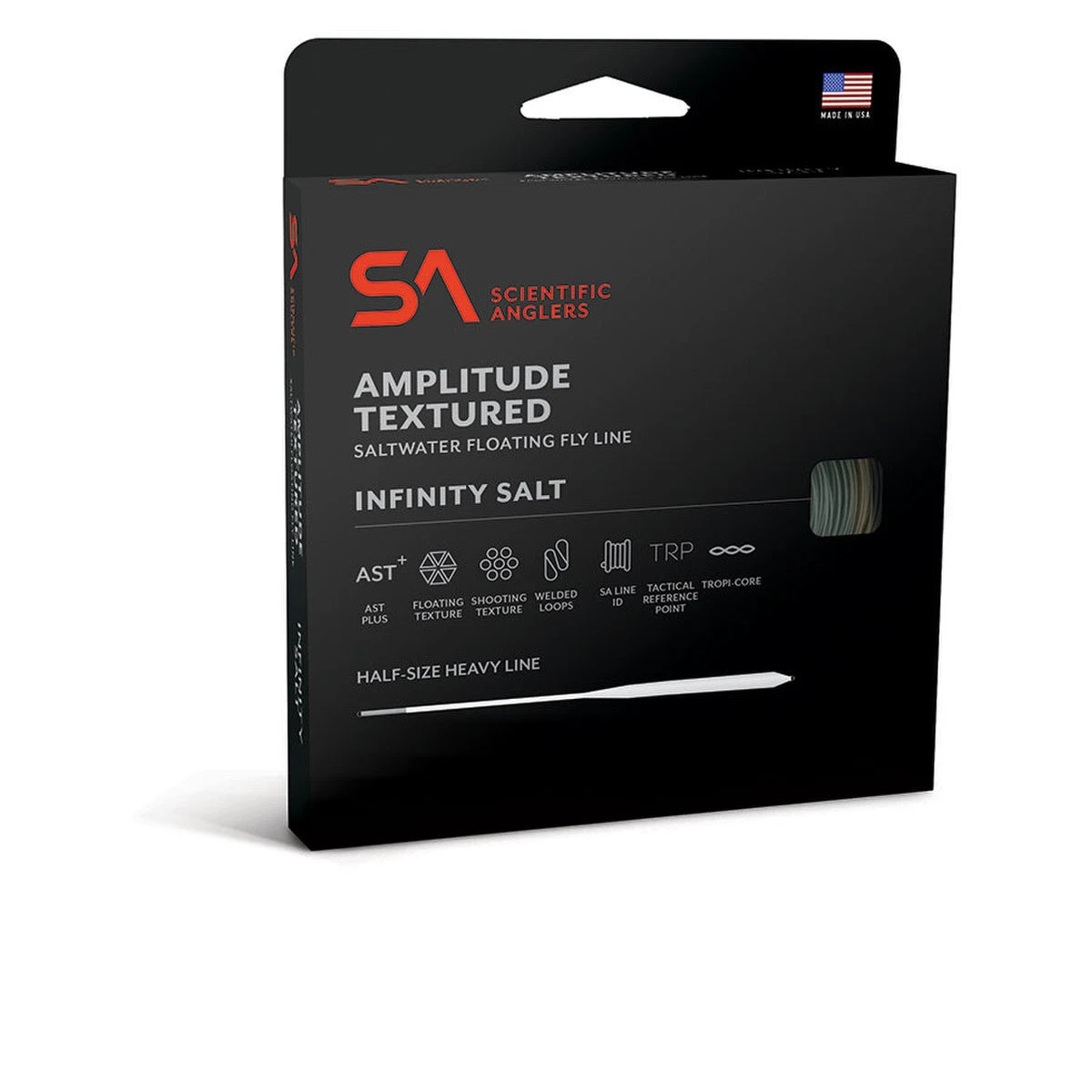 Scientific Anglers Amplitude Infinity Salt fly line in Black/Sand/Horizon color scheme